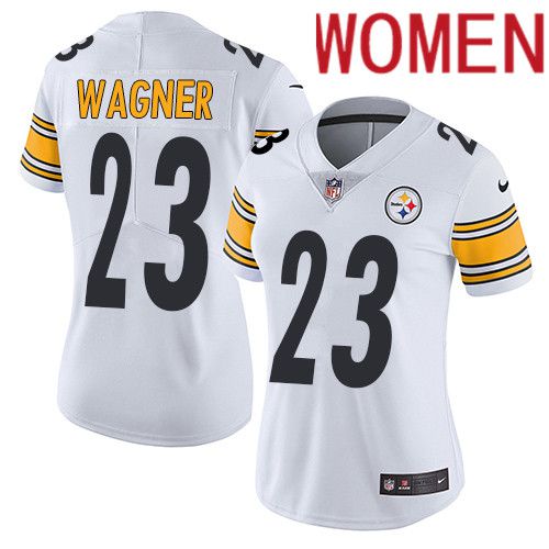 Women Pittsburgh Steelers #23 Mike Wagner Nike White Vapor Limited NFL Jersey